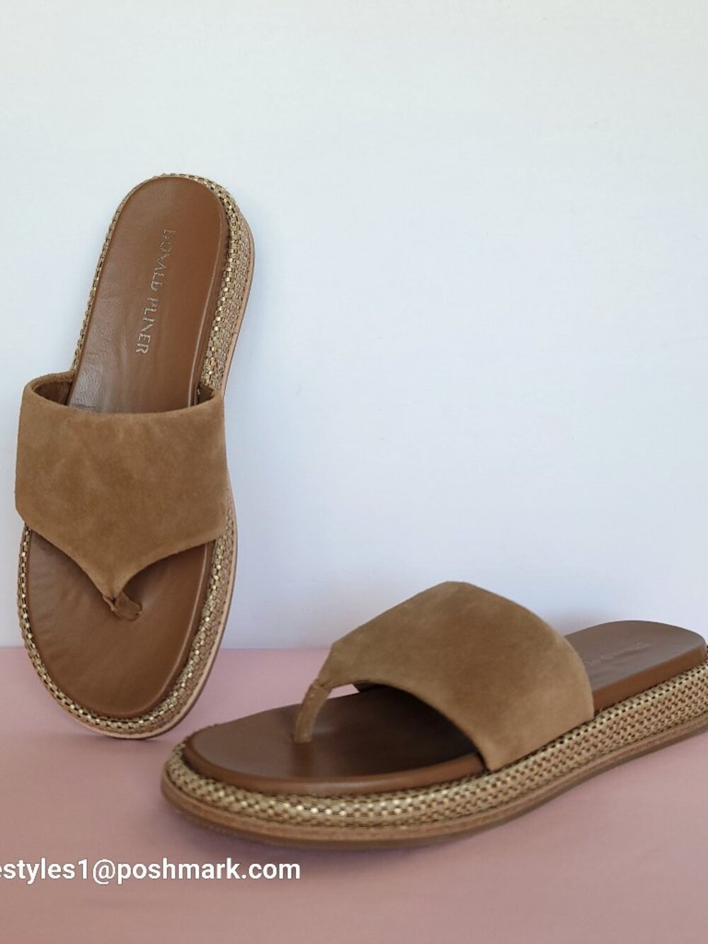 DONALD PLINER Aneeta Wedge Slip-on Sandals- Women’s Size 9.5M -Saddle Color⭐